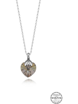 Swarovski Crystal Taşlı Kadın Kalp Gümüş Kolye
