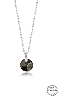 Swarovski Crystal Taşlı Kadın Iris Green Yuvarlak Gümüş Kolye