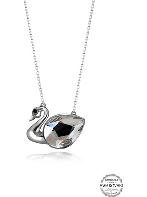 Swarovski Crystal Taşlı Kadın Beyaz Kuğu Gümüş Kolye