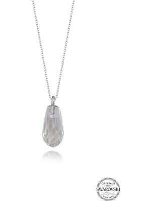 Swarovski Crystal Taşlı Kadın Metal Drop Gümüş Kolye
