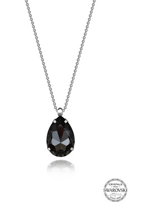 Swarovski Crystal Taşlı Kadın Black Diamond Damla Gümüş Kolye