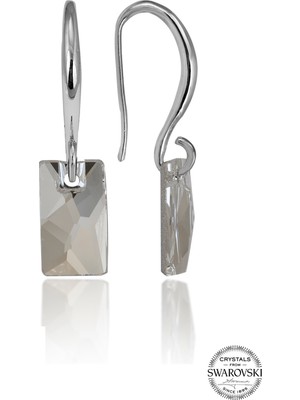 Swarovski Crystal Taşlı Kadın Düz Delikli Baget Gümüş Küpe