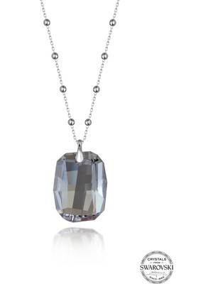 Swarovski Crystal Taşlı Kadın Baget Kesim Gümüş Kolye