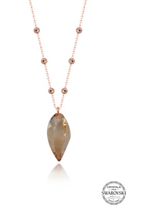 Swarovski Crystal Taşlı Kadın Golden Shadow Rose Gümüş Kolye