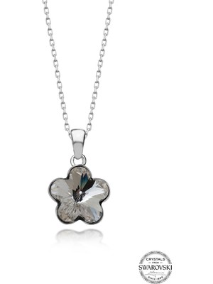 Swarovski Crystal Taşlı Kadın Beyaz Papatya Gümüş Kolye