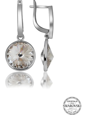 Swarovski Crystal Taşlı Kadın Beyaz Sallantılı Gümüş Küpe
