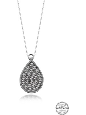 Swarovski Crystal Taşlı Kadın Damla Gümüş Kolye