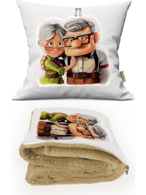 Caisya Home Yaşlı Çiftler Baskılı Opsiyonel Battaniyeli Yastık 2 In 1