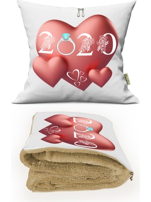 Caisya Home 2020 Yıl Dönümü  Baskılı Kişiye Özel Opsiyonel Battaniyeli Yastık 2 In 1