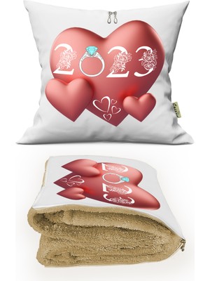 Caisya Home 2023 Yıl Dönümü  Baskılı Kişiye Özel Opsiyonel Battaniyeli Yastık 2 In 1