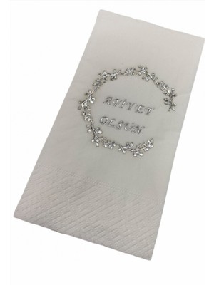 Kidspartim Gümüş Yaldızlı Beyaz Afiyet Olsun Peçete