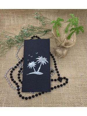 Kidspartim Gümüş Yaldızlı Siyah Palmiye Ağacı Peçete