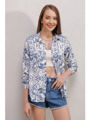 Bigdart 3721 Grafik Desenli Gömlek - Açık Mavi10