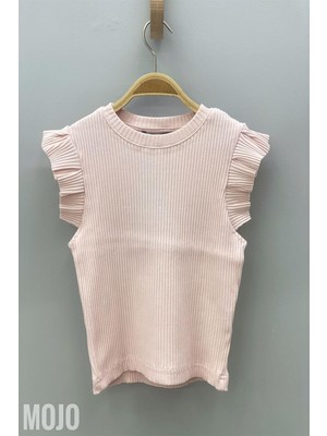 Cuties Kız Çocuk Fırfırlı Kaşkorse Kol Detaylı Bluz 3292 Pudra