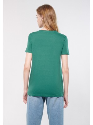 Mavi Kadın Dream Catcher Baskılı Yeşil Tişört 1611299-71874