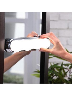 Buffer Kablosuz Parlak Banyo Stüdyo Makyaj Aynası Işığı Pilli Vantuzlu Taşınabilir 4 LED Ampul
