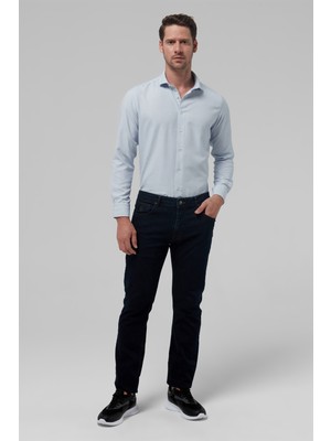 Twn Slim Fit Lacivert Armürlü Gömlek 9EF022111288M