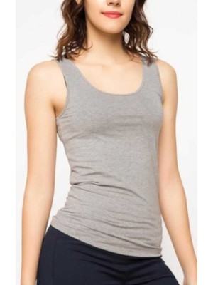 Tutku Kadın 3"lü Gri Ribana Pamuklu Kalın  Askılı Atlet 0136