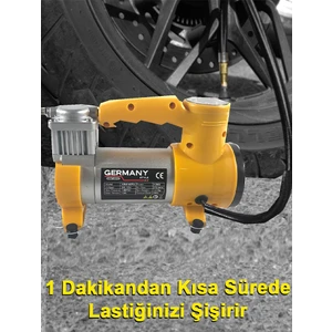 Germany Style 12 V Araba Oto Araç Lastik Şişirme Pompası 160 Psi Metal Gövde  Kompresör