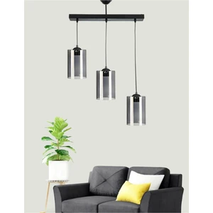 Modern Spor Model Üçlü Füme Hakiki Cam Sarkıt Avize