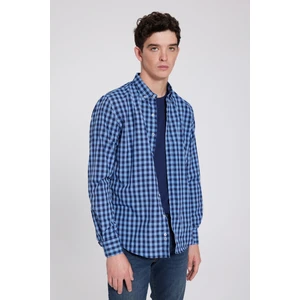 D'S Damat Slim Fit Mavi Kareli Ekoseli Gömlek 7HC02ORT09265