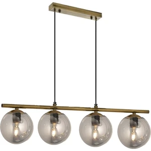 Modern Füme Glop Camlı Sıralı Dörtlü Gold Sarkıt Avize