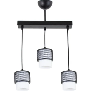 Üçlü Beyaz Cam Kafes Model Modern Sarkıt Avize