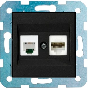 Çağatay Elektrik Ovivo Siyah Nummeris Telefon+Data Cat 6 Internet Prizi Mekanizma-Çerçeve Yoktur!!!