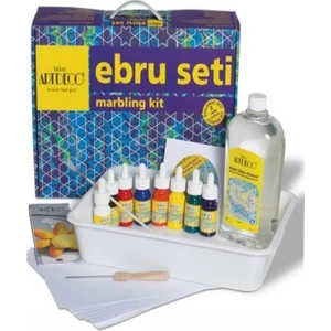 Ebru Boya Seti A4 23 Parça 8 Renk Damlalıklı 1 Paket Art Deco Ebru Başlangıç Sanat Seti 1 Paket