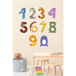 Neşeli Günlerim Figürlü Sayılar Eğitici Duvar Sticker 50X70 cm
