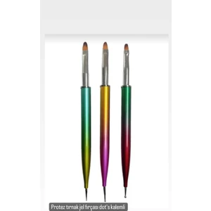 Pink World Protez Tırnak 3'lü Dot's Kalemli Fırça Seti