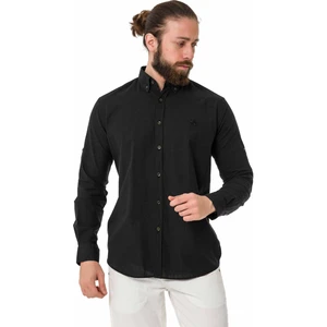 CH199 Siyah Keten Yazlık Regular Gömlek