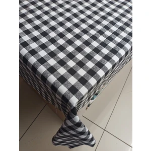 Stay Home Dertsiz Masa Örtüsü Kareli Siyah