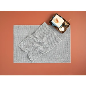 English Home Paige Polyester Makarna Banyo Paspası Seti 60 x 90 + 40 x 60 cm Gri