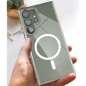 Galaxy S23 Ultra Kılıf Kablosuz Şarj Özellikli Arkası Sert Sararmaz Şeffaf Kenarları Yumuşak Silikon