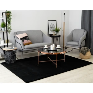 Rex Tavşanı Dekoratif Post Peluş Halı Siyah (Tüy Yüksekliği 22 Mm)