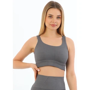Secret Moda Yeni Sezon Kalın Askılı Fitilli Toparlayıcı Bel Kısmı Lastikli Kadın Büstiyer Antrasit