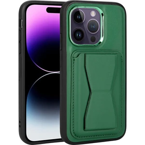 M.TK Moveteck iPhone 14 Pro Max Standlı Kılıf Destekli Ayrılabilir Kart Tutuculu Kılıf Pu Orijinal Deri Cardsafe