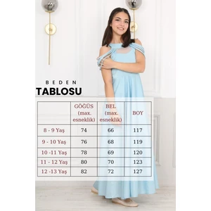 Kız Çocuk Simli Kumaş Astarlı Abiye Gece Mezuniyet Elbisesi-ABY-0029