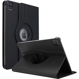 Apple iPad Pro 12.9`` 2022 6. Nesil Kılıf (A2436-A2764-A2437-A2766) 360 Rotating Stand Deri Siyah