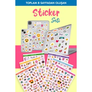 Rengarenk Etiket Seti, 560 Adet Sticker, 8 Sayfa (A5 Boyut)