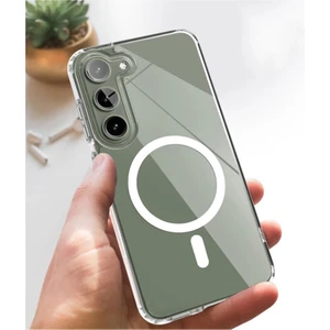 Galaxy S23 Kılıf Kablosuz Şarj Özellikli Arkası Sert Sararmaz Şeffaf Kenarları Yumuşak Silikon