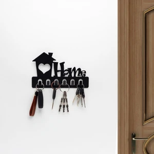 Hzm Collection Home Siyah Metal Dekoratif Anahtar Askılığı - Pano Askılığı Home Yazılı Dekoratif Anahtarlık
