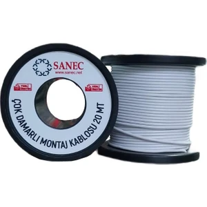 Sanec Çok Damarlı Montaj Kablosu - 22 Awg - 20 Metre - Beyaz