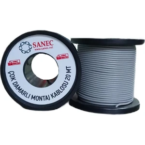 Sanec Çok Damarlı Montaj Kablosu - 22 Awg - 20 Metre - Gri