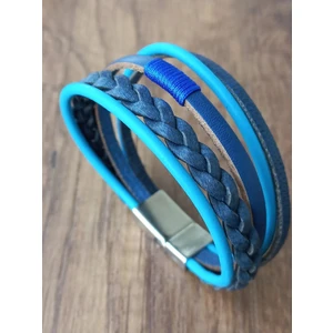 5'li Mavi Hakiki Deri Bileklik