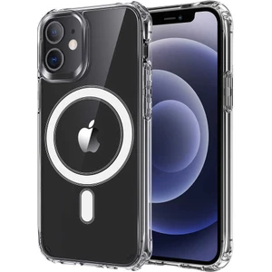 Vip Case iPhone 12 Mini - Kamera Çıkıntılı Şeffaf Magsafe Kablosuz Şarj Destekli V-Mags Kılıf