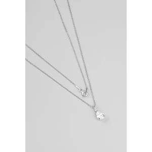 So CHIC Damla Taşlı 18 Ayar Beyaz Altın Kaplama 42 Cm Gümüş Kolye