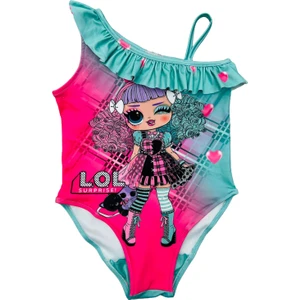 Lolli Boom Kids  Kız Çocuk Çizgi Film Karakterli Tek Kol Fırfırlı Askılı Mayo Elsa - Lol - Mickey Baskı Yeni Sezon