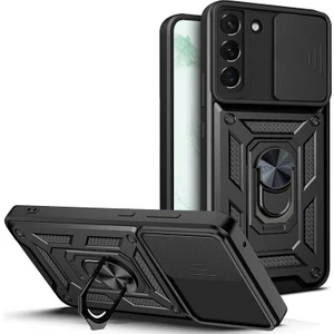 Kny Samsung Galaxy S23 Kılıf Ultra Korumalı Yüzüklü Manyetik Sürgülü Vega Kapak